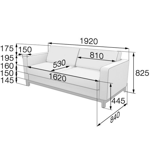 Диван трехместный Бентли Ben3M экокожа domus antracite, черный каркас