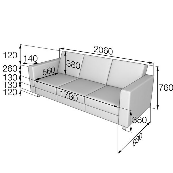 Диван трехместный Офис O3 экокожа ecotex 3006