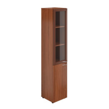 Шкаф узкий высокий со стеклом в раме Милан МЛ-2.1+МЛ-8.0.1+МЛ-8.3.1 орех донской