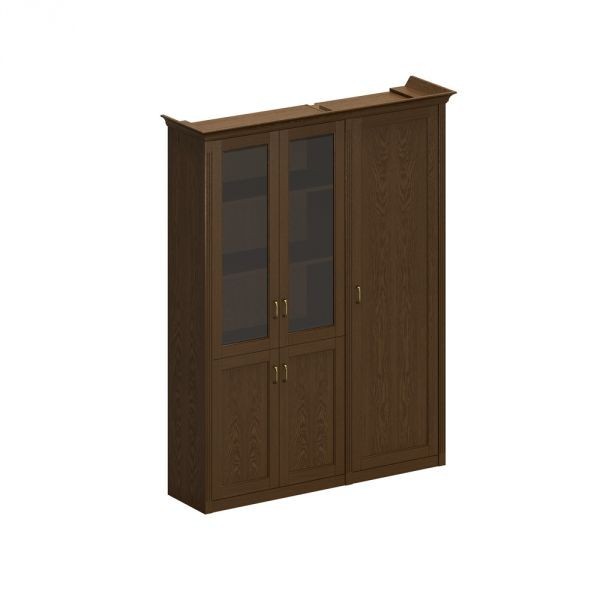 Шкаф высокий комбинированный, для одежды узкий + для документов со стеклянными дверями Perseo ПС 344 ДМ дуб мелвилл