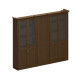 Шкаф высокий комбинированный, 2 для документов со стеклянными дверями + узкий для одежды Perseo ПС 346 ДМ дуб мелвилл
