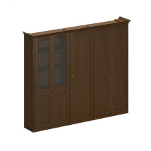 Шкаф высокий комбинированный, 2 для документов 1 из 2 со стеклянными дверями + узкий для одежды Perseo ПС 347 ДМ дуб мелвилл
