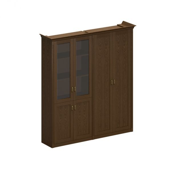 Шкаф высокий комбинированный, для одежды + для документов со стеклянными дверями Perseo ПС 353 ДМ дуб мелвилл