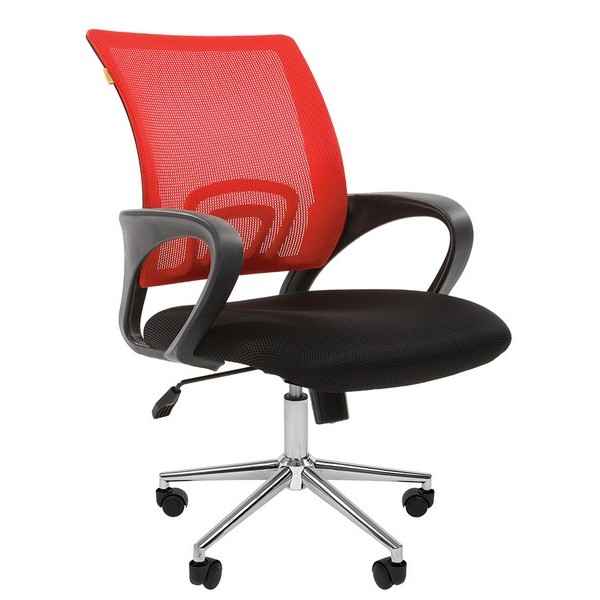 Офисное кресло Chairman 696 CHROME красная сетка, ткань черная