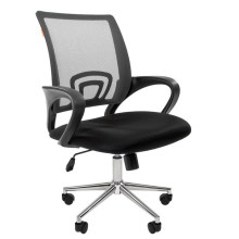 Офисное кресло Chairman 696 CHROME серая сетка, ткань черная