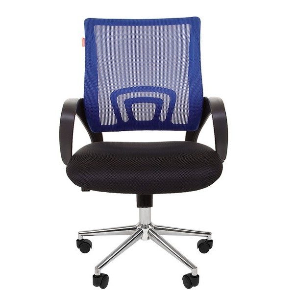 Офисное кресло Chairman 696 CHROME синяя сетка, ткань черная