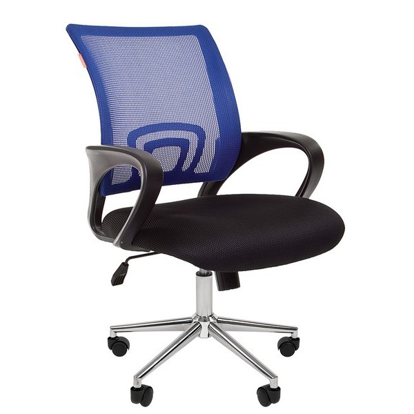 Офисное кресло Chairman 696 CHROME синяя сетка, ткань черная