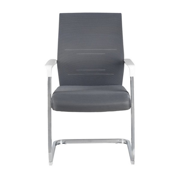 Конференц-кресло Riva Chair D819 серая сетка, белый пластик
