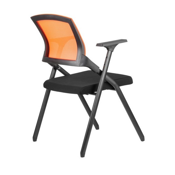 Стул складной Riva Chair M2001 оранжевая сетка, черная ткань