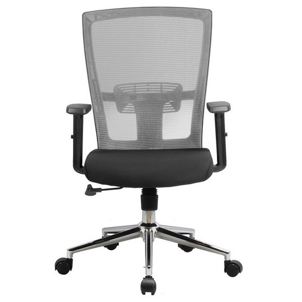 Офисное кресло Riva Chair 831E серая сетка, черная ткань