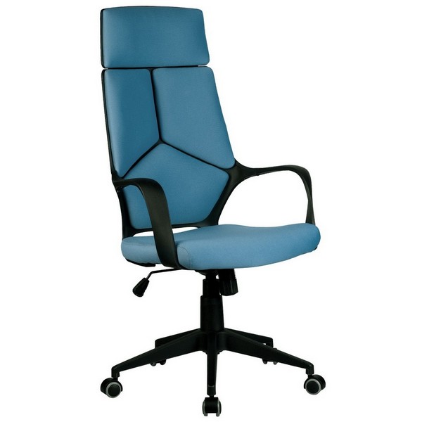 Офисное кресло Riva Chair 8989 синяя ткань, черный пластик