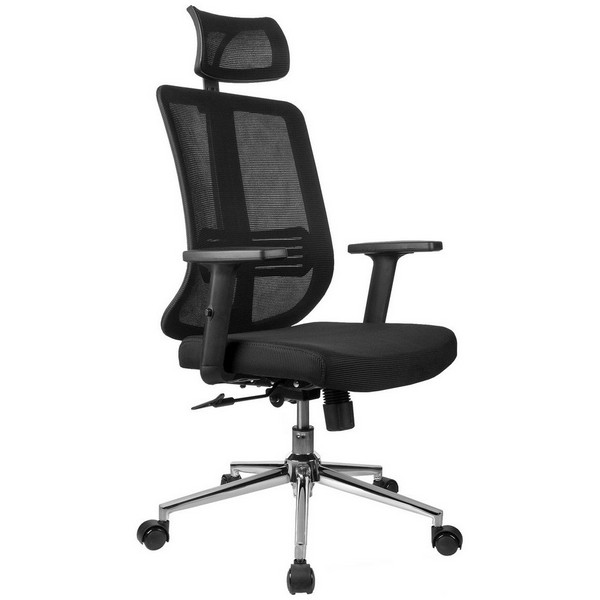 Офисное кресло Riva Chair A663 черная сетка, черная ткань