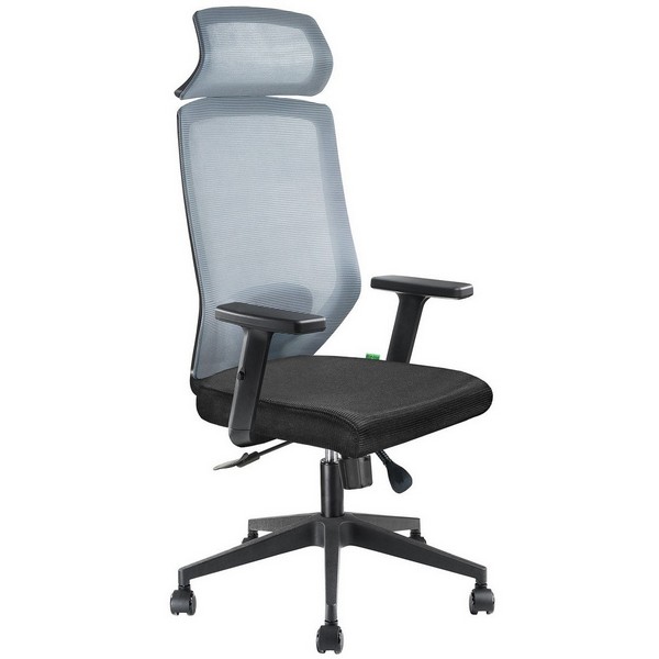 Офисное кресло Riva Chair A755 серая сетка, черная ткань