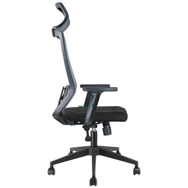 Офисное кресло Riva Chair A755 серая сетка, черная ткань