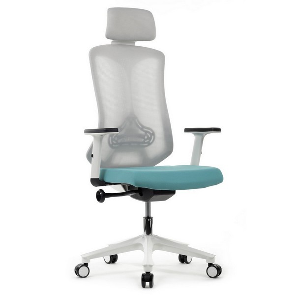 Офисное кресло Riva Chair AW-2101 бирюзовая ткань, серая сетка