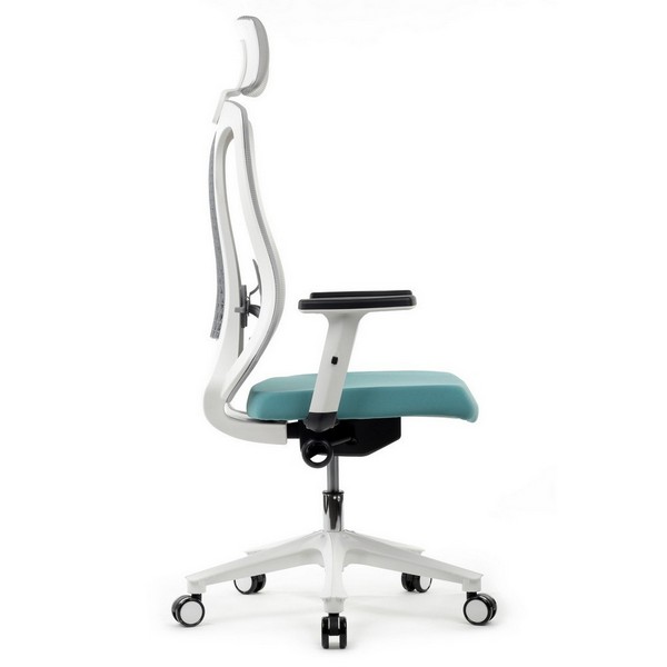 Офисное кресло Riva Chair AW-2101 бирюзовая ткань, серая сетка