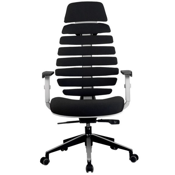 Офисное кресло Riva Chair Shark черная ткань, серый пластик