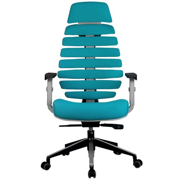 Офисное кресло Riva Chair Shark лазурная ткань, серый пластик