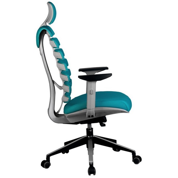 Офисное кресло Riva Chair Shark лазурная ткань, серый пластик