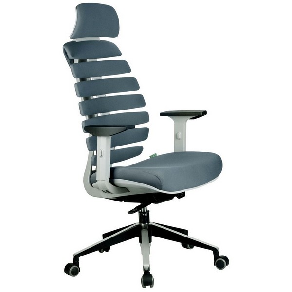 Офисное кресло Riva Chair Shark серая ткань, серый пластик