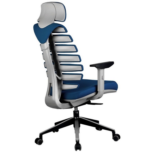 Офисное кресло Riva Chair Shark синяя ткань, серый пластик