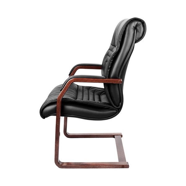 Конференц-кресло Basel C черная кожа, темный орех