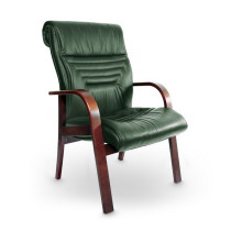 Конференц-кресло Basel D зеленая кожа, темный орех
