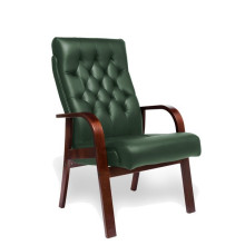 Конференц-кресло Darwin D зеленая кожа, темный орех