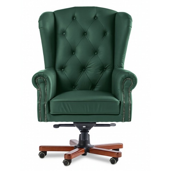 Кресло руководителя Gent A зеленая кожа, темный орех