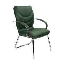 Конференц-кресло Leeds Chrome D зеленая кожа
