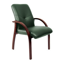 Конференц-кресло Mercury D зеленая кожа, темный орех