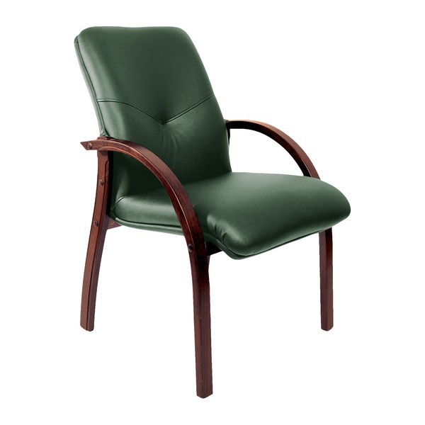 Конференц-кресло Mercury D зеленая кожа, темный орех