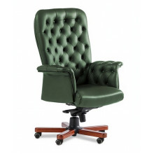 Кресло руководителя Messina A зеленая кожа, темный орех