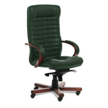 Кресло руководителя Orion Wood A зеленая кожа, темный орех