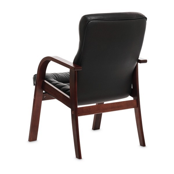 Конференц-кресло Orion Wood D черная кожа, темный орех