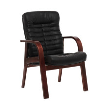 Конференц-кресло Orion Wood D черная кожа, темный орех
