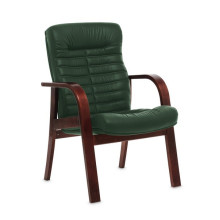 Конференц-кресло Orion Wood D зеленая кожа, темный орех