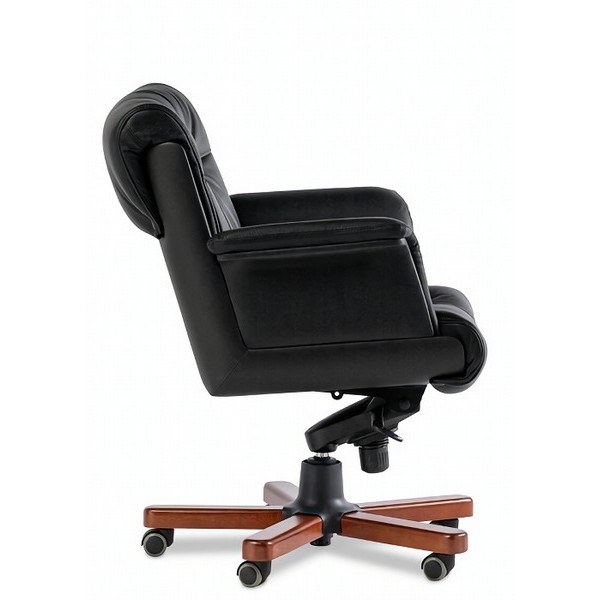 Кресло руководителя Paris Lux B черная кожа, темный орех
