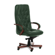 Кресло руководителя Premier A зеленая кожа, темный орех