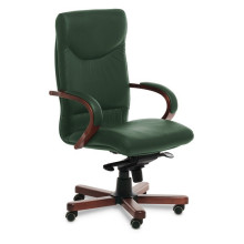 Кресло руководителя Swing B зеленая кожа, темный орех
