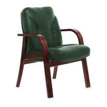 Конференц-кресло Tango D зеленая кожа, темный орех
