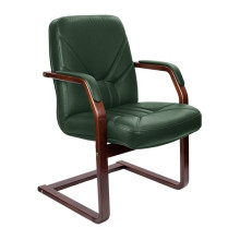 Конференц-кресло Verona C зеленая кожа, темный орех