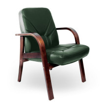Конференц-кресло Verona D зеленая кожа, темный орех