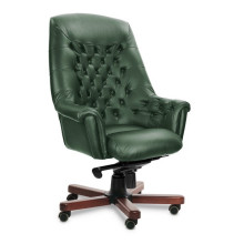 Кресло руководителя Zurich A зеленая кожа, темный орех