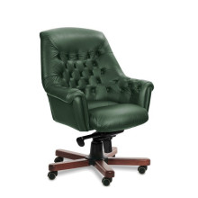 Кресло руководителя Zurich B зеленая кожа, темный орех