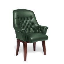 Конференц-кресло Zurich BD зеленая кожа, темный орех