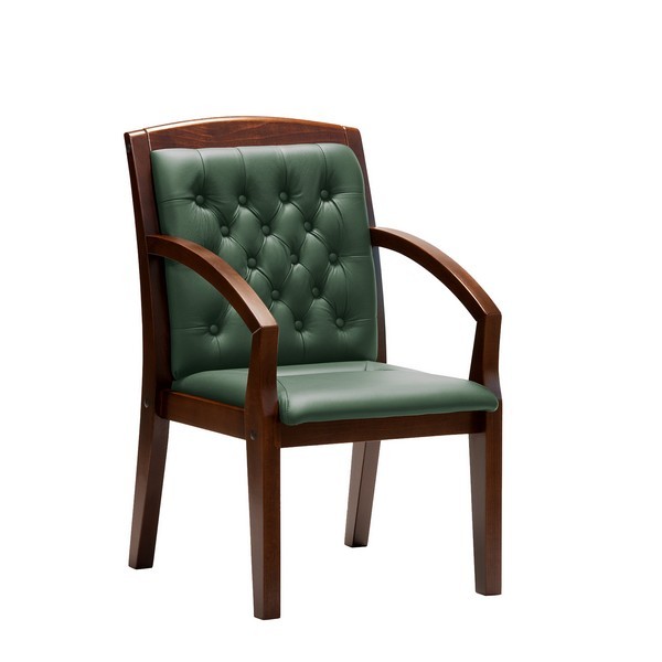 Конференц-кресло Zurich D зеленая кожа, темный орех