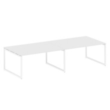 Переговорный стол, 2 столешницы на О-образном м/к Metal System Quattro 4x4 40БО.ПРГ-2.4 белый, белый