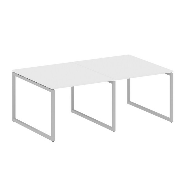 Переговорный стол, 2 столешницы на О-образном м/к Metal System Quattro 4x4 40БО.ПРГ-2.1 белый, серый