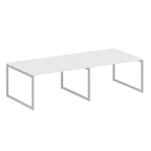 Переговорный стол, 2 столешницы на О-образном м/к Metal System Quattro 4x4 40БО.ПРГ-2.3 белый, серый